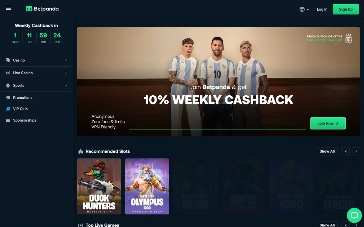 Screenshot: BetPanda homepage